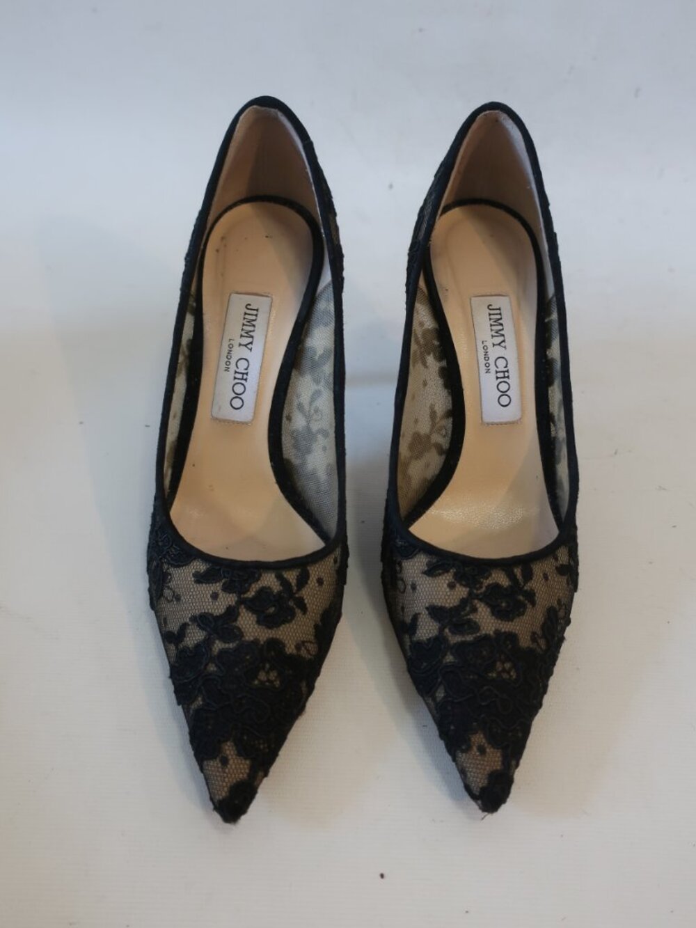 Women Jimmy Choo Black, Nude Lace High Heel Pumps 38  EU/US 8 - Picture 2 of 9